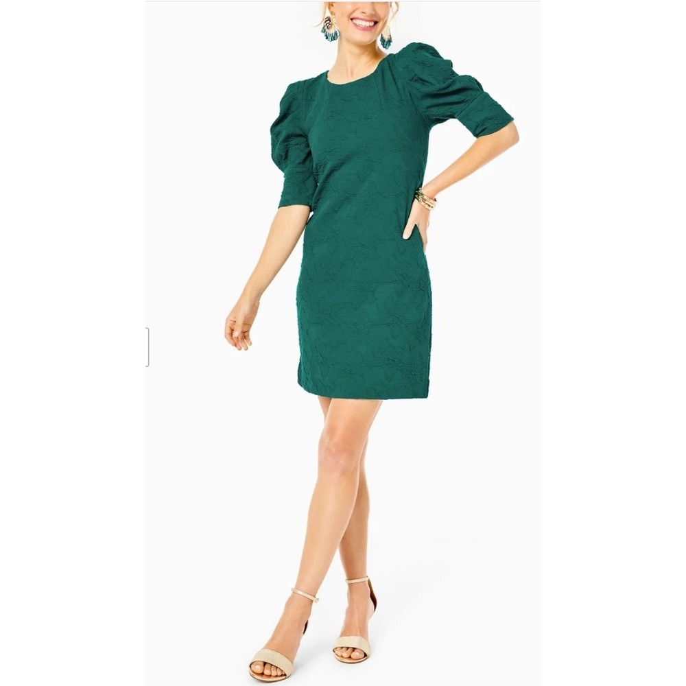 Lilly Pulitzer Knowles Jacquard Mini Dress Green Hosta Puff Sleeve Small